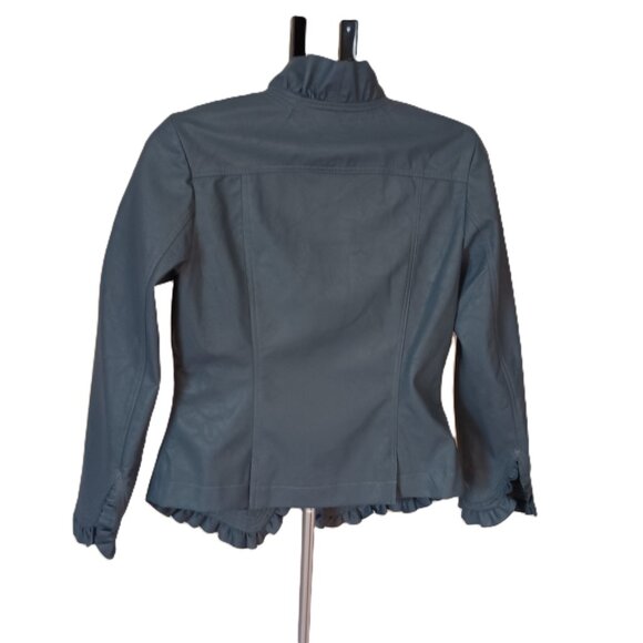 Hot in Hollywood Vegan Leather Blue Short Baddie Jacket Women’s Size S NWT - Picture 3 of 16